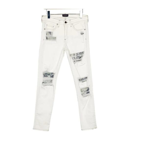 Ramy Brook Mid Rise Skinny White Jeans Chain Link Patterned NWT Women’s 28 - Picture 3 of 12